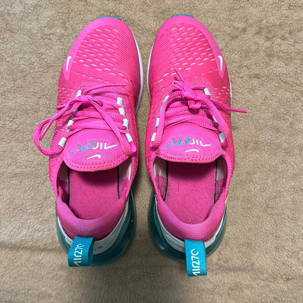 Pink,white and teal Nike 270